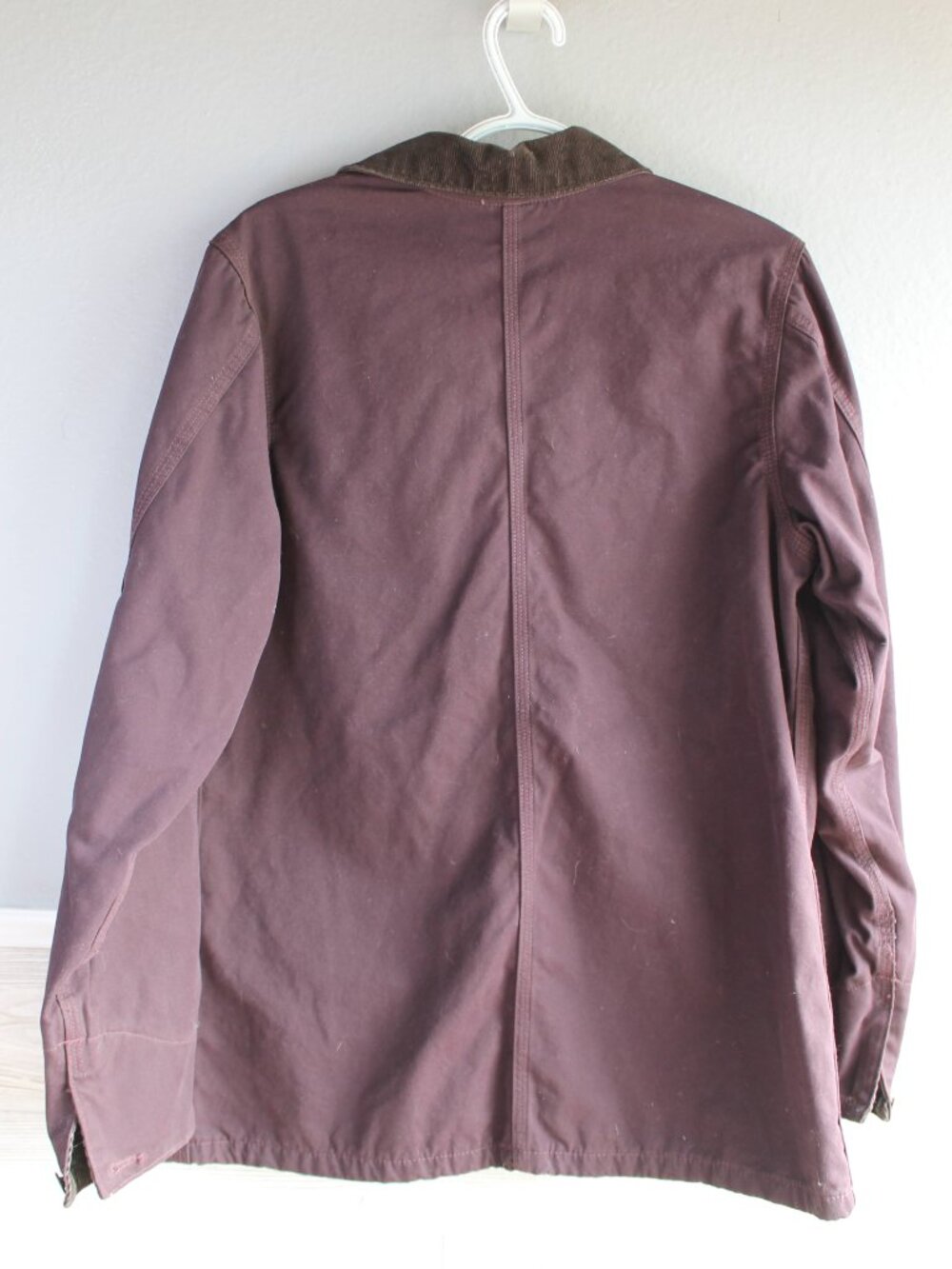 Carhartt Women Plaid Lined Canvas Work Jacket Corduroy Collar Purple Medium - Picture 3 of 8